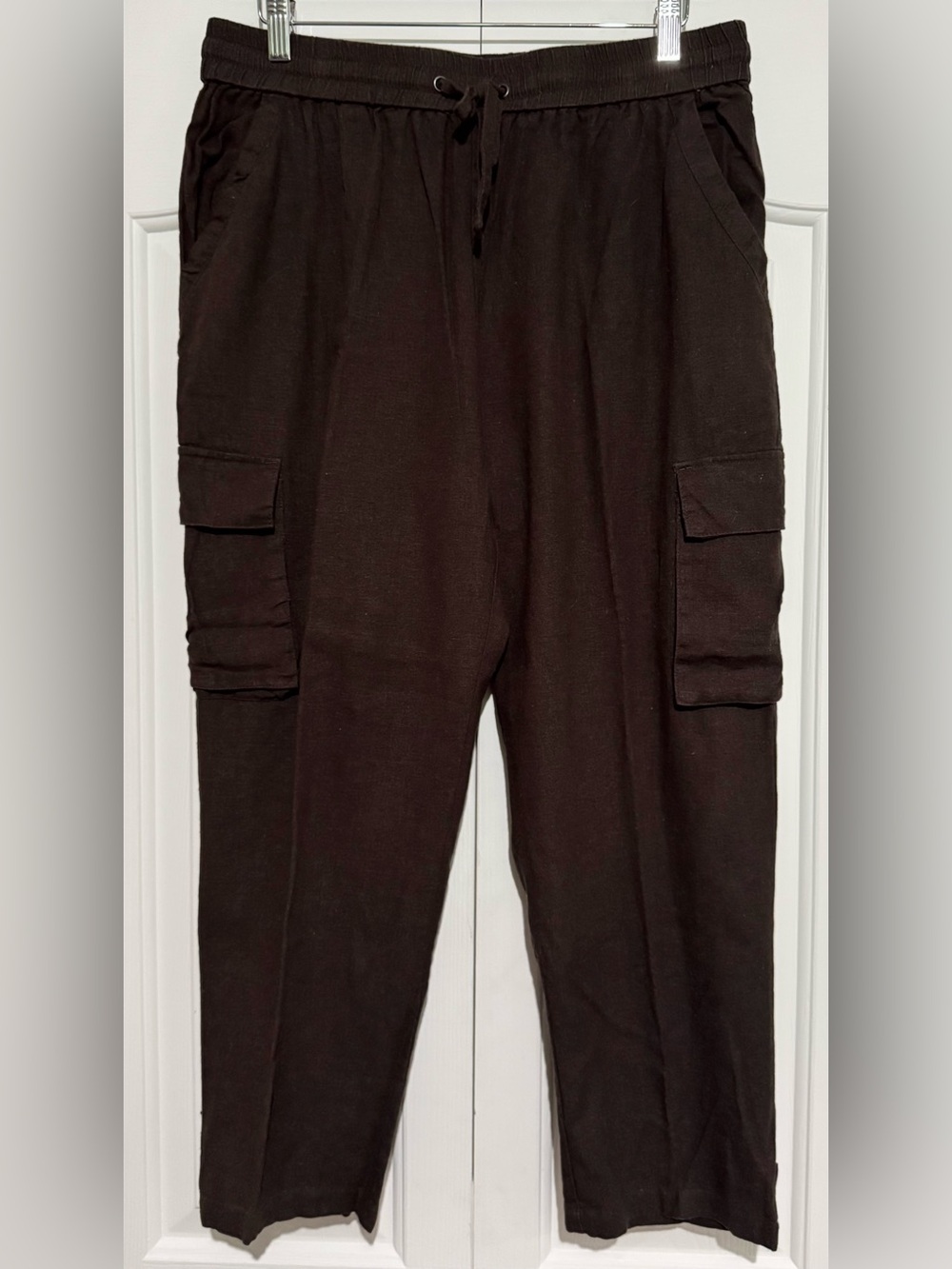 2 for $25 Pants Jules & Leopold Cropped Linen Blend Cargo Pants Brown SZ L - Picture 2 of 6